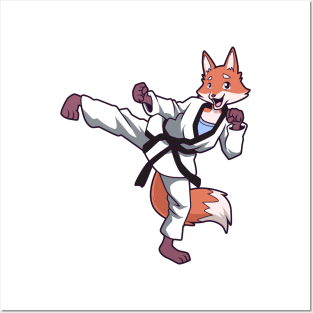 Cartoon fox does hapkido Posters and Art